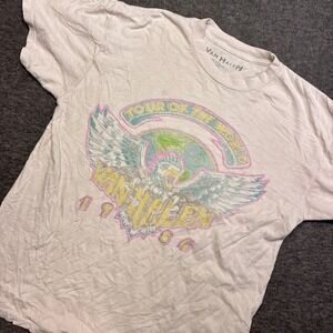 Van Halen Tour of the World 1984 Mens S White Band T-Shirt Graphic